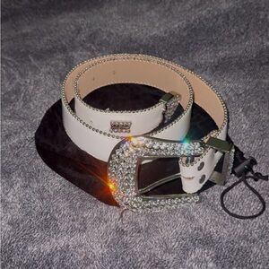 B.B. Simon White Rhinestone Belt